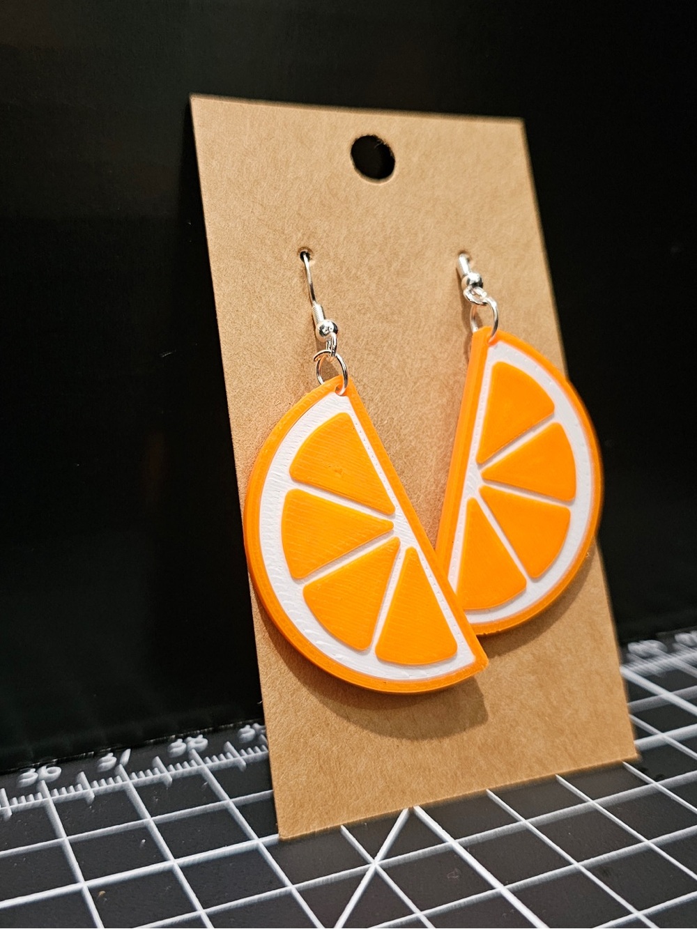 Orange Slice Dangle Earrings for Kids - Bright Orange